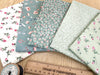 Fat Quarter Bundle - Green Ditsy Rose Bud Floral Mix