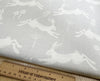 FABRIC REMNANT - Grey & White Jumping Hare Cotton Canvas Fabric - 0.5m Length