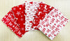 Fat Quarter Bundle - Red Christmas Stars Reindeers Stags Snowflakes Fabric