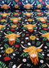 Nutex Fabric - Highland Cow Blooms - Cotton Quilting Craft Fabric