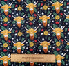 Nutex Fabric - Highland Cow Blooms - Cotton Quilting Craft Fabric