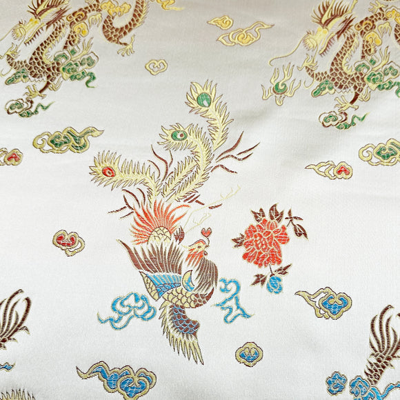Chinese Brocade Fabric - Dragon Stone Gold Satin Jacquard Craft Fabric Material