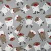 Christmas Panama Fabric - Cute Reindeer Grey - Xmas Craft Upholstery Fabric