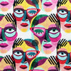 100% Cotton Fabric - Bright Multi Abstract Faces