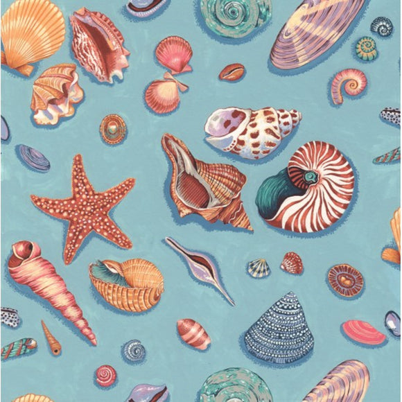 100% Cotton - By The Sea - Seashells & Starfish -  Nutex Fabric - 112cm wide