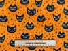 Halloween Fabric - Spooky Black Cats on Orange - Polycotton Prints