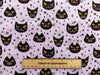 Halloween Fabric - Spooky Black Cats on Purple - Polycotton Prints