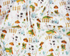 Children's Fabric - Cute Fox Little Johnny Goes to the Farm - 100% Cotton Prints