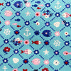 100% Cotton Poplin ~ Floral Fish on Blue