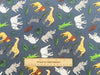 Cotton Poplin Fabric - Zoo Safari Animal on Indigo Blue