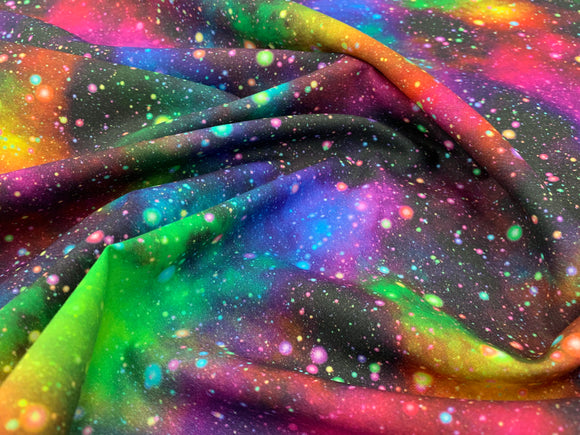 Multicoloured Speckled Galaxy Digital Print Fabric 100% Cotton 59