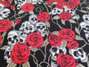Halloween Fabric - Skulls & Roses Print - BLACK - 100% Cotton