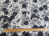 Halloween Fabric - Skulls & Roses Print - IVORY - 100% Cotton Poplin Prints