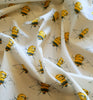 Cotton Fabric ~ Worker Bee Print on Ivory Background~ 100% Cotton Poplin Print