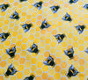 Cotton Fabric - Bee & Honeycomb Print on Yellow
