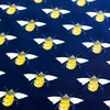 Cotton Fabric ~ Worker Bee Print on Navy Blue Background~ 100% Cotton Poplin Print