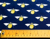 Cotton Fabric ~ Worker Bee Print on Navy Blue Background~ 100% Cotton Poplin Print