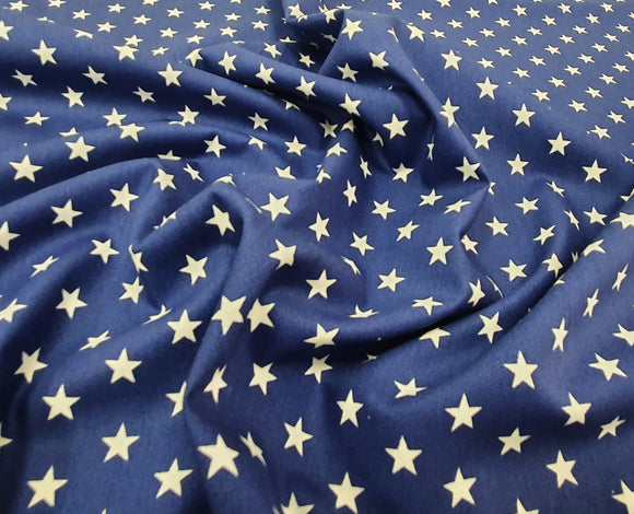 Craft Cotton Fabrics ~ White Stars on Royal Blue ~ 57