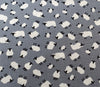 Cotton Poplin Prints - White Sheep Print on Silver Grey