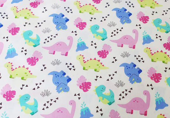 Childrens Fabrics ~ Dinosaur Print ~ Ivory ~ 100% Cotton Poplin Prints