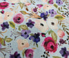 Cotton Poplin Fabric - Pretty Floral & Leaf Print on Pale Blue -  Digital Print
