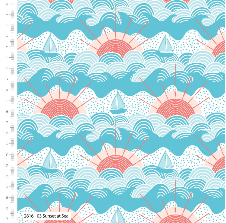 Cotton Fabric - By The Coast Sunset At Sea