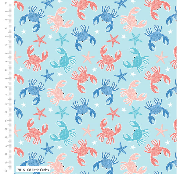 Cotton Fabric - By The Coast Little Crabs