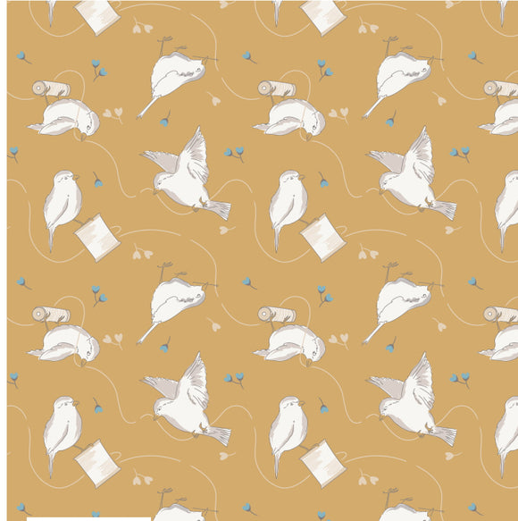 Cotton Fabric - Birds & Bobbins Sewing Haberdashery Print