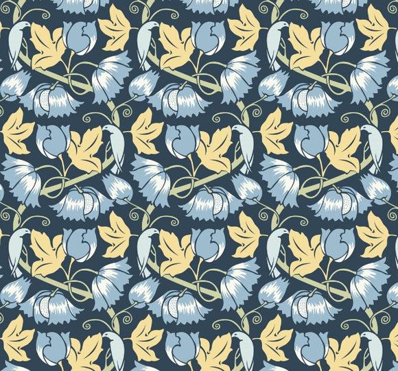 Cotton Fabric - Voysey Birds in Nature Collection - Birds & Poppies