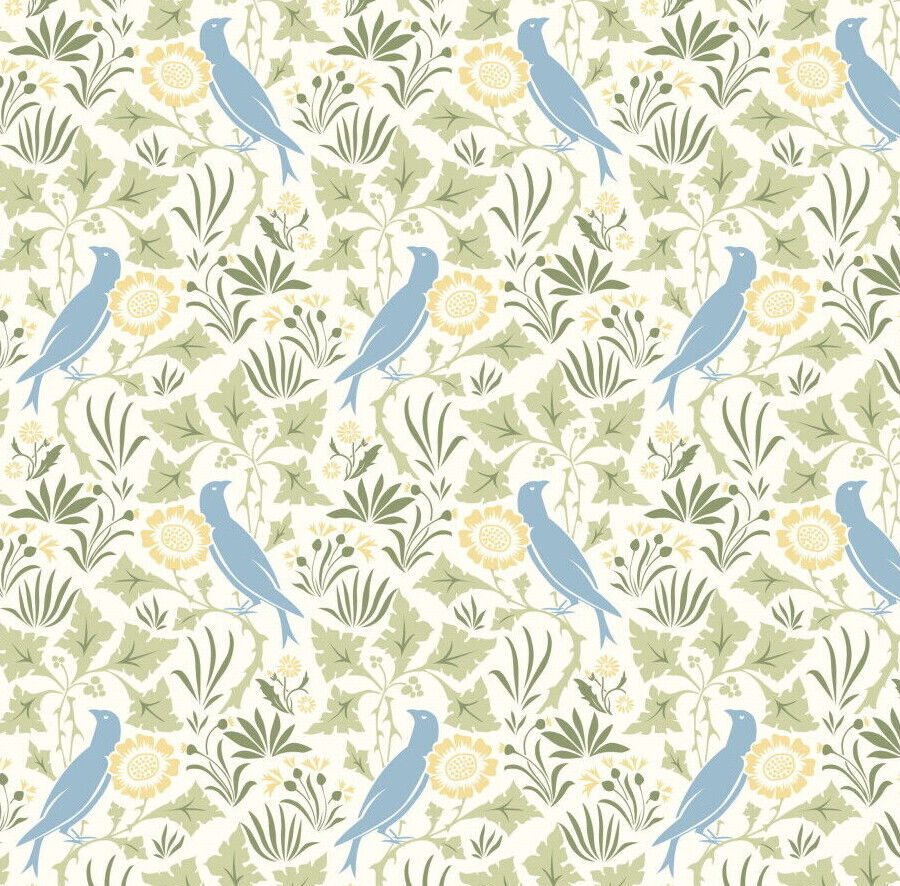 Cotton Fabric - Voysey Birds in Nature Collection - Amongst the Leaves