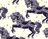 Cotton Fabric - Navy Blue Carousel Horses Print - Little Johnny's Digital Print Fabric