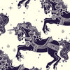 Cotton Fabric - Navy Blue Carousel Horses Print - Little Johnny's Digital Print Fabric