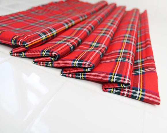 Red Royal Stewart Tartan Check Polyviscose Fabric