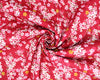 Cotton Poplin Fabric - Vibrant Flowers on Cranberry Red