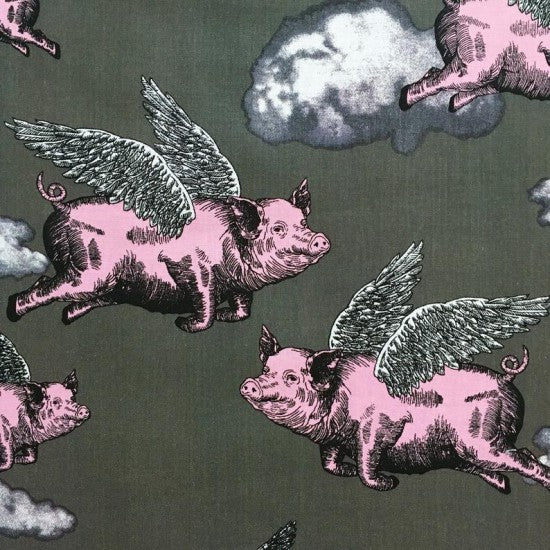 100% Cotton - When Pigs Fly! - Nutex Fabric - 112cm wide