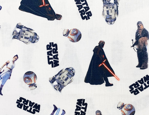 Childrens Fabric ~ Star Wars on White Background ~100% Craft Cotton