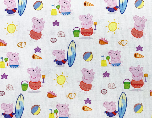 Peppa Pig - Peppa's Beach Day Out - Children's Cotton Fabric