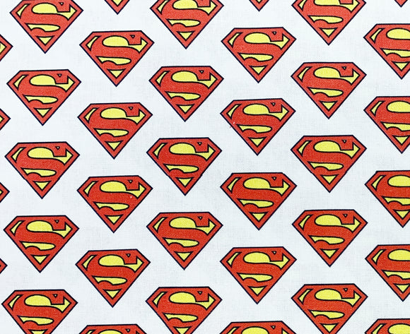 Childrens Fabric ~ Superman Logo on White Background ~100% Craft Cotton