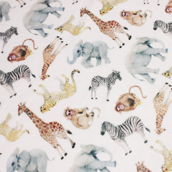 Bubs Fleece Fabric - Digital Print Wild Safari Animals