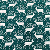 Christmas Fabric ~ White Reindeers on Green ~ Polycotton Prints