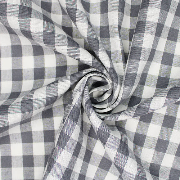 Grey & White Gingham 1cm Check Cotton Fabric