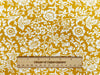 100% Cotton -  White Flowers & Vines on Gold - Floral Craft Fabric Material