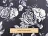 100% Cotton -  White Roses on Black - Floral Craft Fabric Material