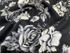 100% Cotton -  White Roses on Black - Floral Craft Fabric Material