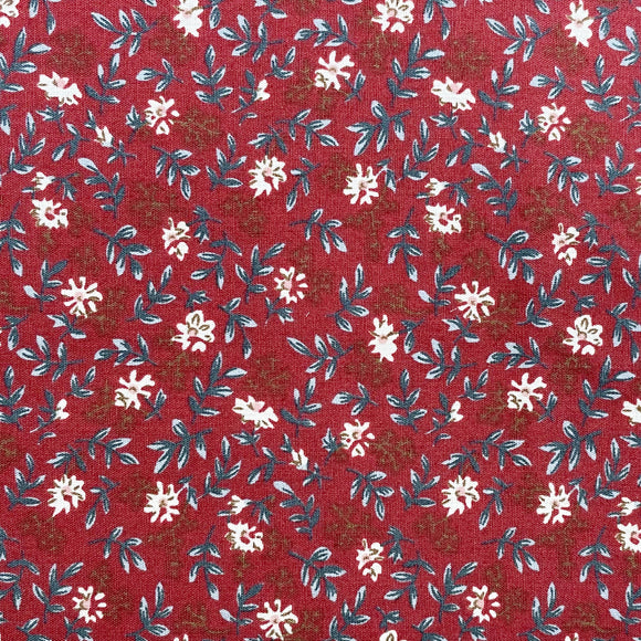 100% Cotton -  Burgundy Red Ditsy Daisy Print - Floral Craft Fabric Material