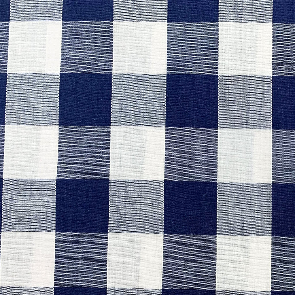 Navy & White Gingham 1" Check Polycotton Fabric