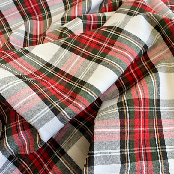 Cotton Fabric ~ Red & White Tartan Check ~ 100% Cotton Craft Fabric Material