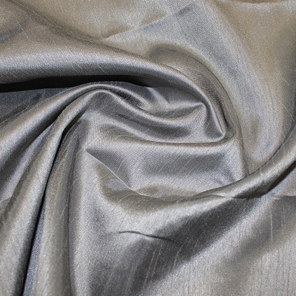 Bridal Fabric - Pewter Grey Shantung Satin Fabric by The Metre 100% Polyester 147cm - 58" Wide