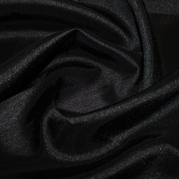 Bridal Fabric - Black Shantung Satin Fabric by The Metre 100% Polyester 147cm - 58