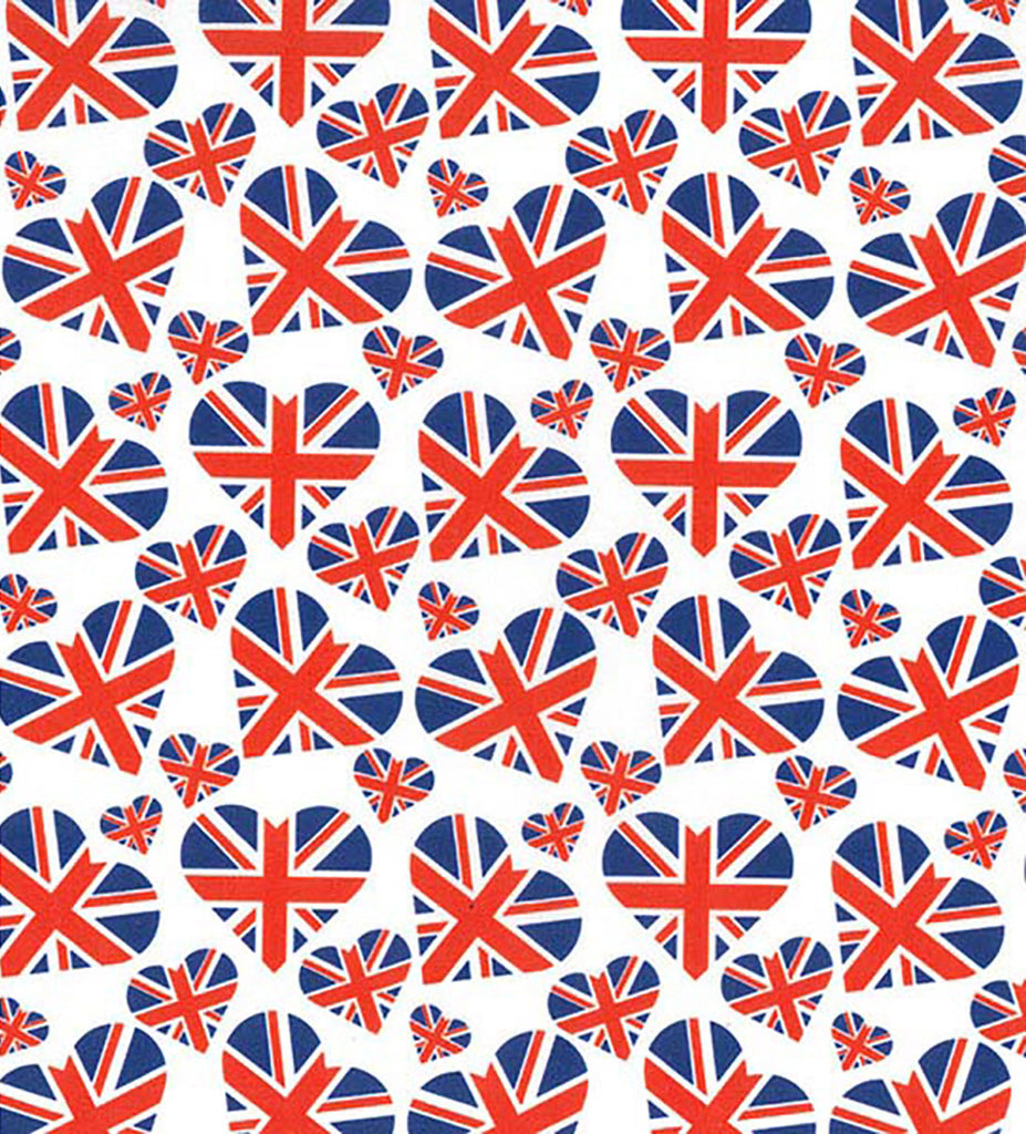 Jubilee Love Heart Union Jack Flag Fabric - 100% Cotton
